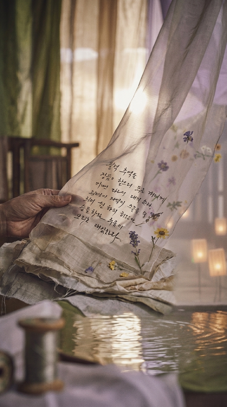 옅은 필적의 직물